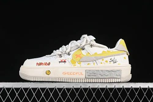 All categories Nk Air Force 1 Air Force series Nk Air Force 1 Fontanka Air Force low-top Nk Air Force 1 Fontanka New fashion style Graffiti emoticon pack Air Force One customized deconstructed strap low-top casual sneakers DV6984-001